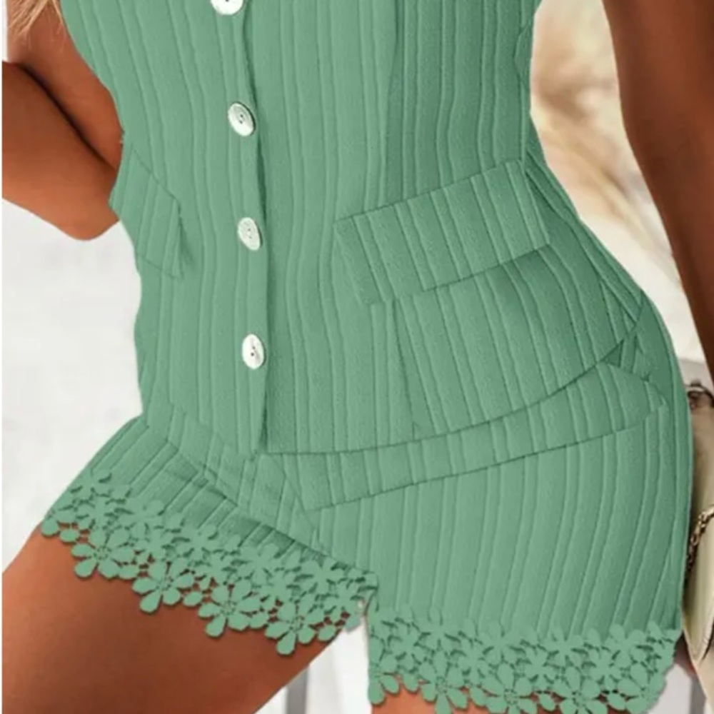 Green High Waist Women Shorts